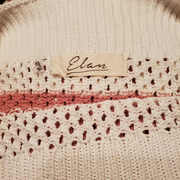 Elan Pink & White Cold Shoulder Knit Sweater - Picture 4 of 7
